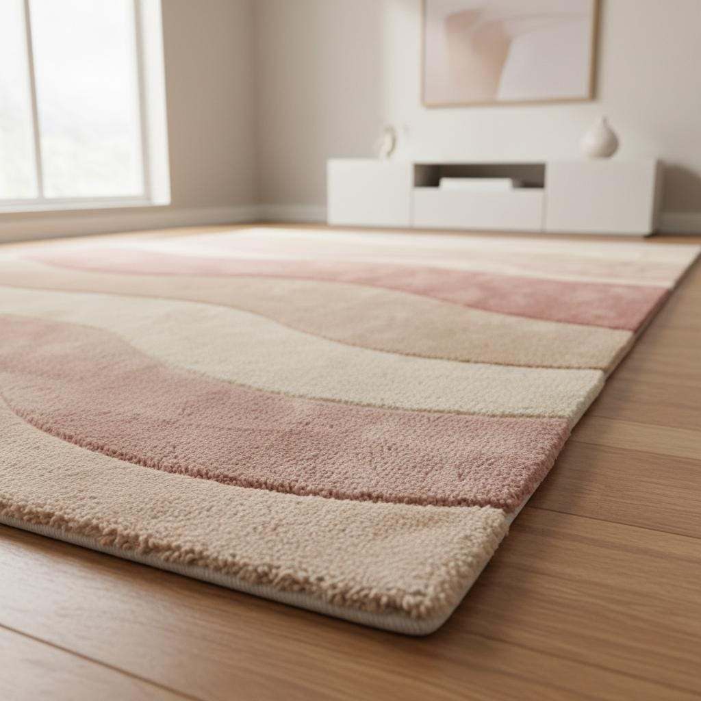Modern Wave Pattern Pastel Area Rug Wavy Stripes Living Room Carpet