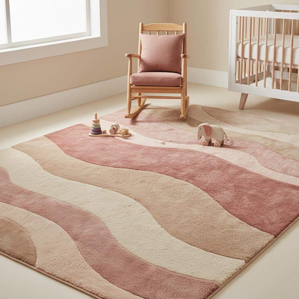 Modern Wave Pattern Pastel Area Rug Wavy Stripes Living Room Carpet
