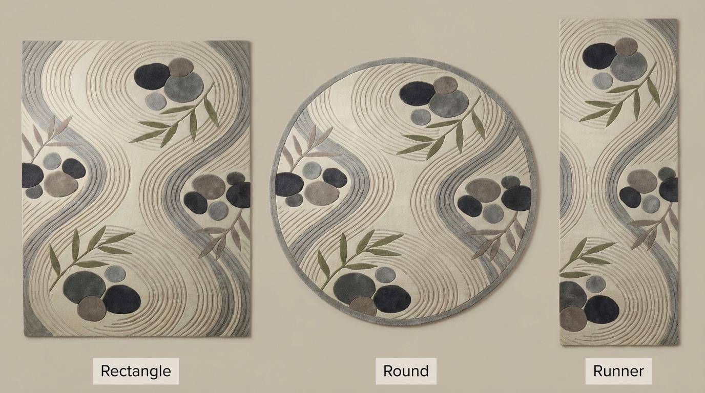 Modern Zen Area Rug Neutral Abstract Stone Pattern Japandi Living Room Carpet Soft Textured Minimalist Home Decor