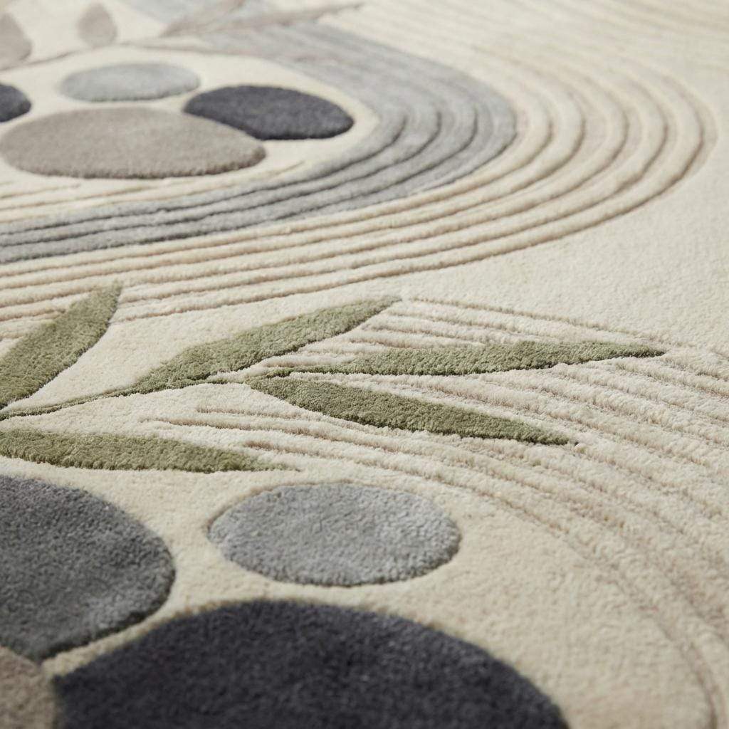 Modern Zen Area Rug Neutral Abstract Stone Pattern Japandi Living Room Carpet Soft Textured Minimalist Home Decor