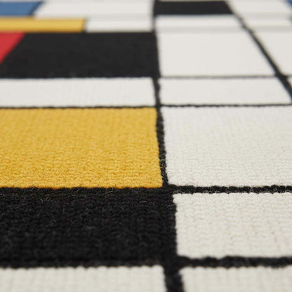 Mondrian Inspired Wool Rug: Geometric Color Block, Hand-Tufted