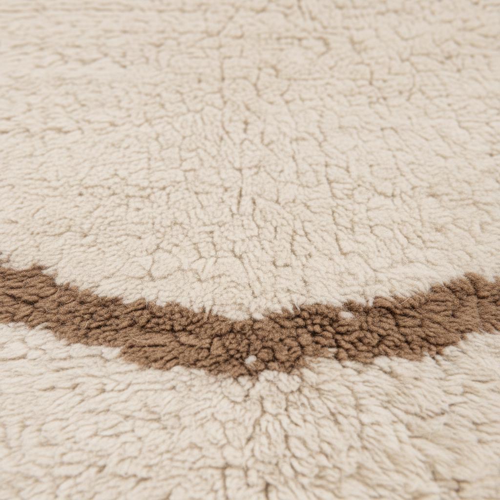 Cream Moroccan shag rug with wavy taupe Berber design and high plush pile