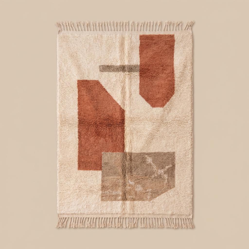 Plush textured boho rug with modern desert color palette