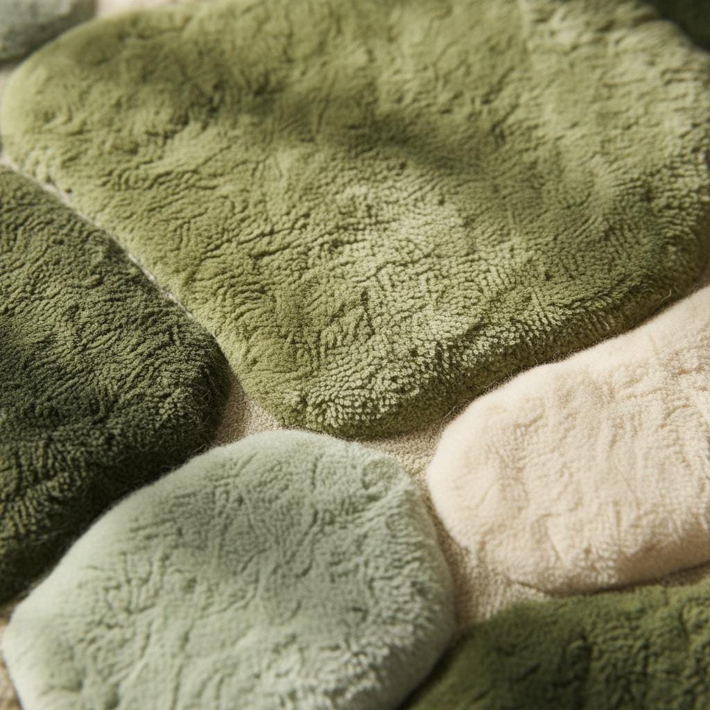 Moss Green Pebble Rug, Hand Tufted Wool Organic Shape Area Rug, Modern Nature Inspired High Pile Carpet for Living Room Bedroom Decor