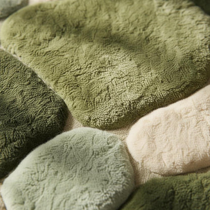 Moss Green Pebble Rug, Hand Tufted Wool Organic Shape Area Rug, Modern Nature Inspired High Pile Carpet for Living Room Bedroom Decor