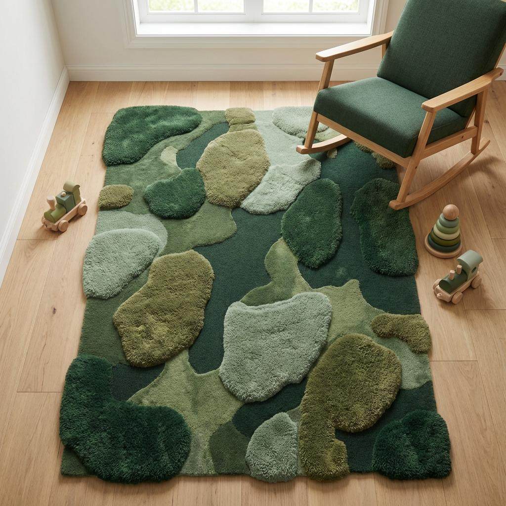 Moss Rug Hand Tufted Green Abstract Area Rug