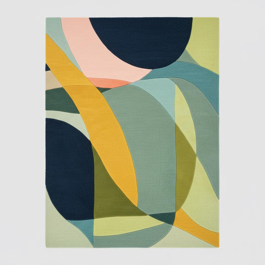 Multicolor Abstract Geometric Area Rug Rectangular Modern Retro Style 9x12 Rug Teppich