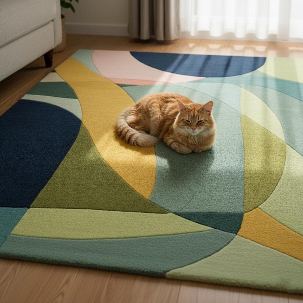 Multicolor Abstract Geometric Area Rug Rectangular Modern Retro Style 9x12 Rug Teppich
