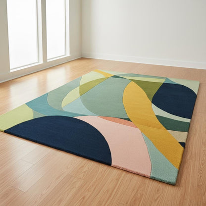 Multicolor Abstract Geometric Area Rug Rectangular Modern Retro Style 9x12 Rug Teppich