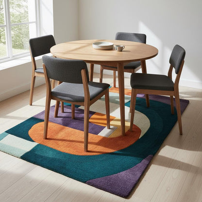 Multicolor Abstract Geometric Area Rug Rectangular Modern Retro Style Teppich