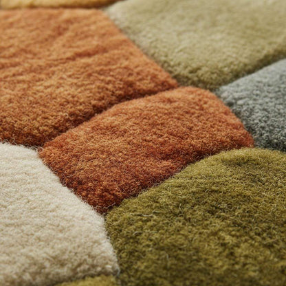 Nature Pebble Moss Rugs | 3D Stone Rug Carpet | Green Earth Tone Teppich | Hand Tufted Boho Rugs | Custom Abstract Rug | Bedroom Rugs Modern