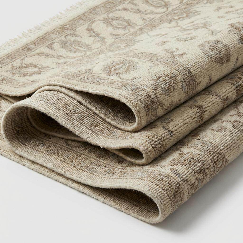 Neutral Oushak Area Rug Hand Knotted Wool Floral Living Room Rug