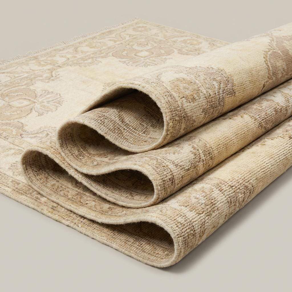 Neutral Oushak Hand Knotted Wool Rug for Living Room & Bedroom Decor