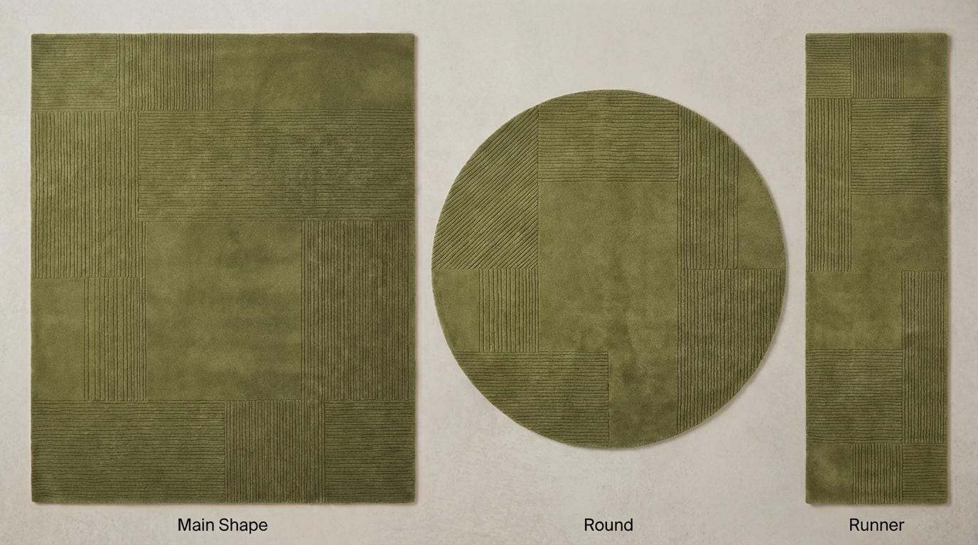 Olive Green Area Rug Modern Geometric Patchwork Rug Soft Textured Minimalist Living Room Carpet Scandinavian Japandi Home Decor