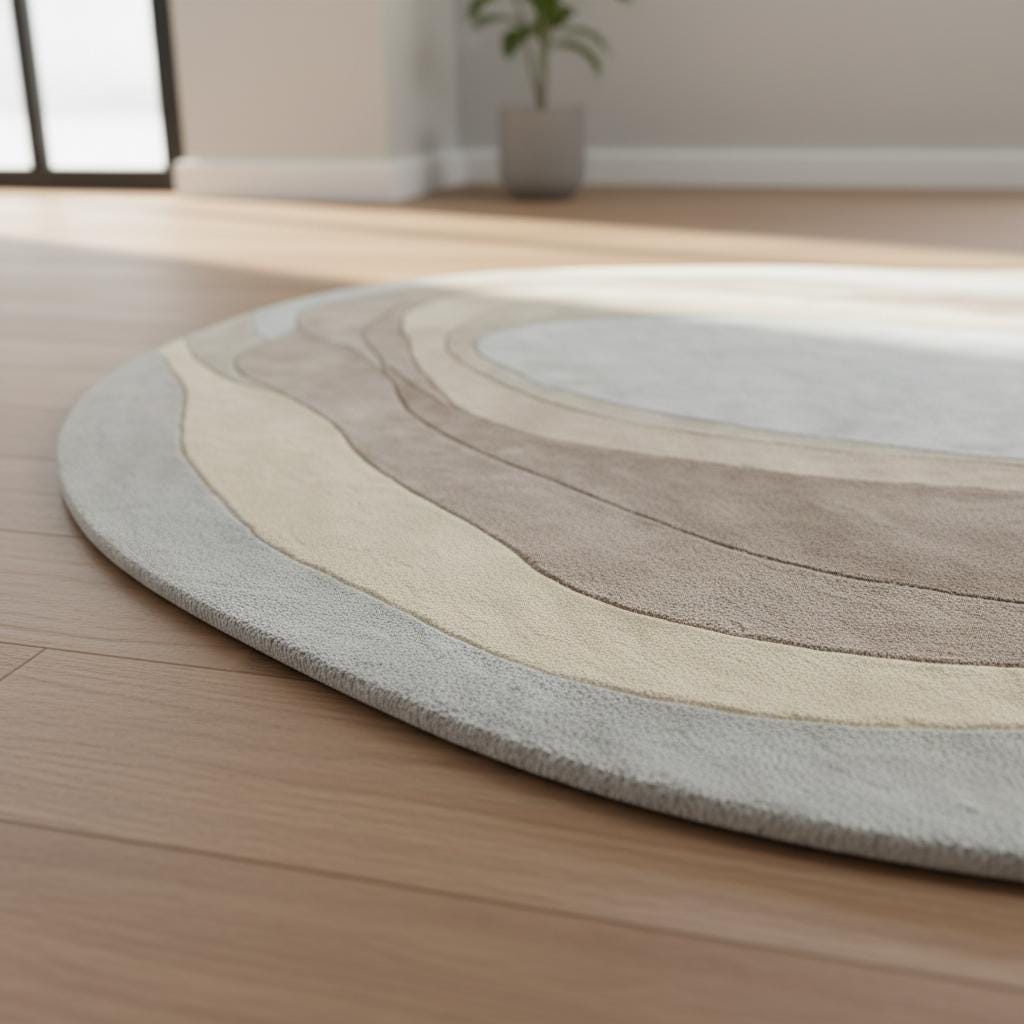 Organic Wavy Area Rug, Irregular Shaped Rug, Neutral Modern Abstract Carpet, Beige Cream Minimalist Living Room Rug, Scandinavian Decor