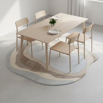 Organic Wavy Area Rug, Irregular Shaped Rug, Neutral Modern Abstract Carpet, Beige Cream Minimalist Living Room Rug, Scandinavian Decor