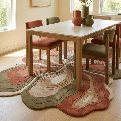 Organic Shape Abstract Rug Carpet, Hand Tufted Wool Area Rug, Modern Artistic Home Decor __etsy:7978196882