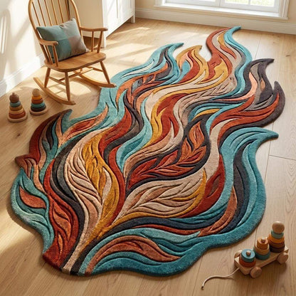 Organic Shape Hand Tufted Rug, Artistic Wool Carpet for Contemporary Living Room __etsy:8114267301