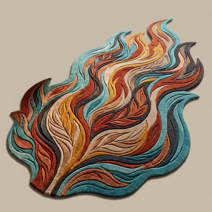 Modern artistic carpet with flowing abstract wave design placed beside a contemporary accent chair in luxury interior setting __etsy:8114267207