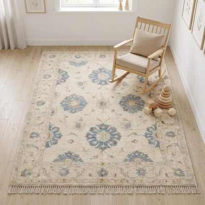 Premium handmade wool Oushak rug for modern farmhouse, classic, and transitional interiors __etsy:7957603568