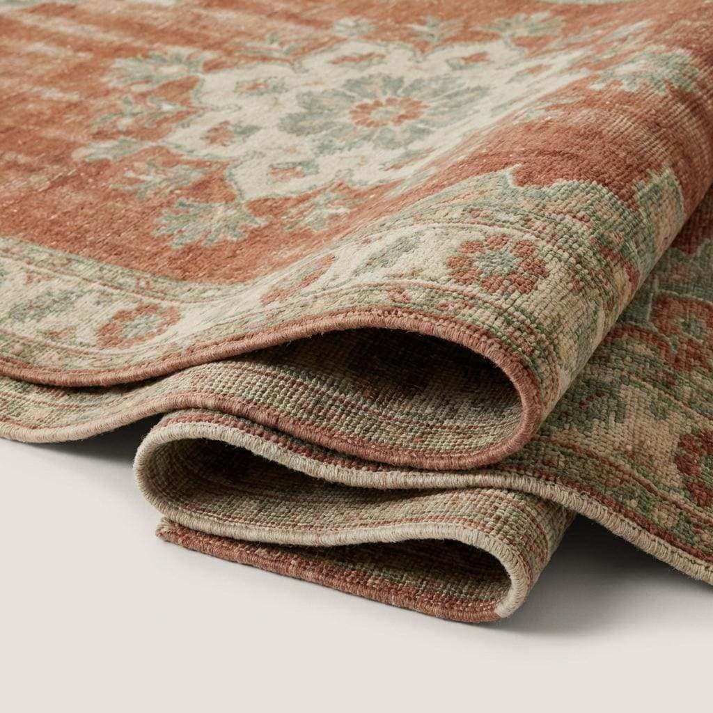 Oushak Hand Knotted Wool Rug, Floral Medallion Area Carpet