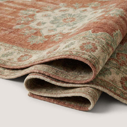 Oushak Hand Knotted Wool Rug, Floral Medallion Area Carpet