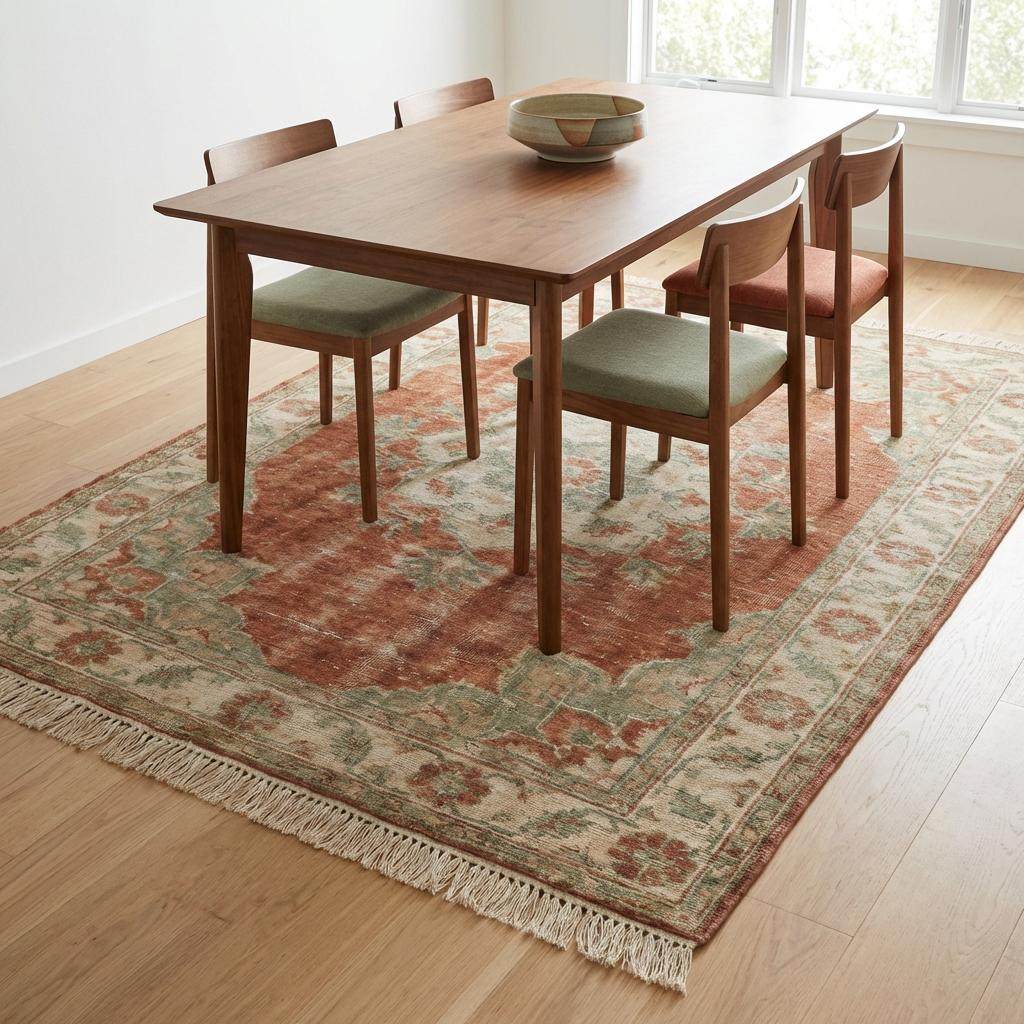 Oushak Hand Knotted Wool Rug, Floral Medallion Area Carpet
