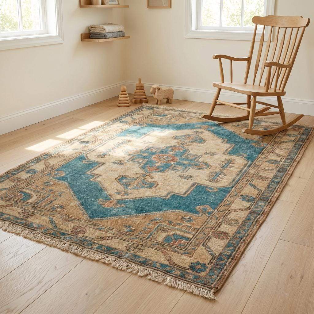 Oushak Medallion Hand Knotted Wool Rug for Living Room __etsy:7722685031