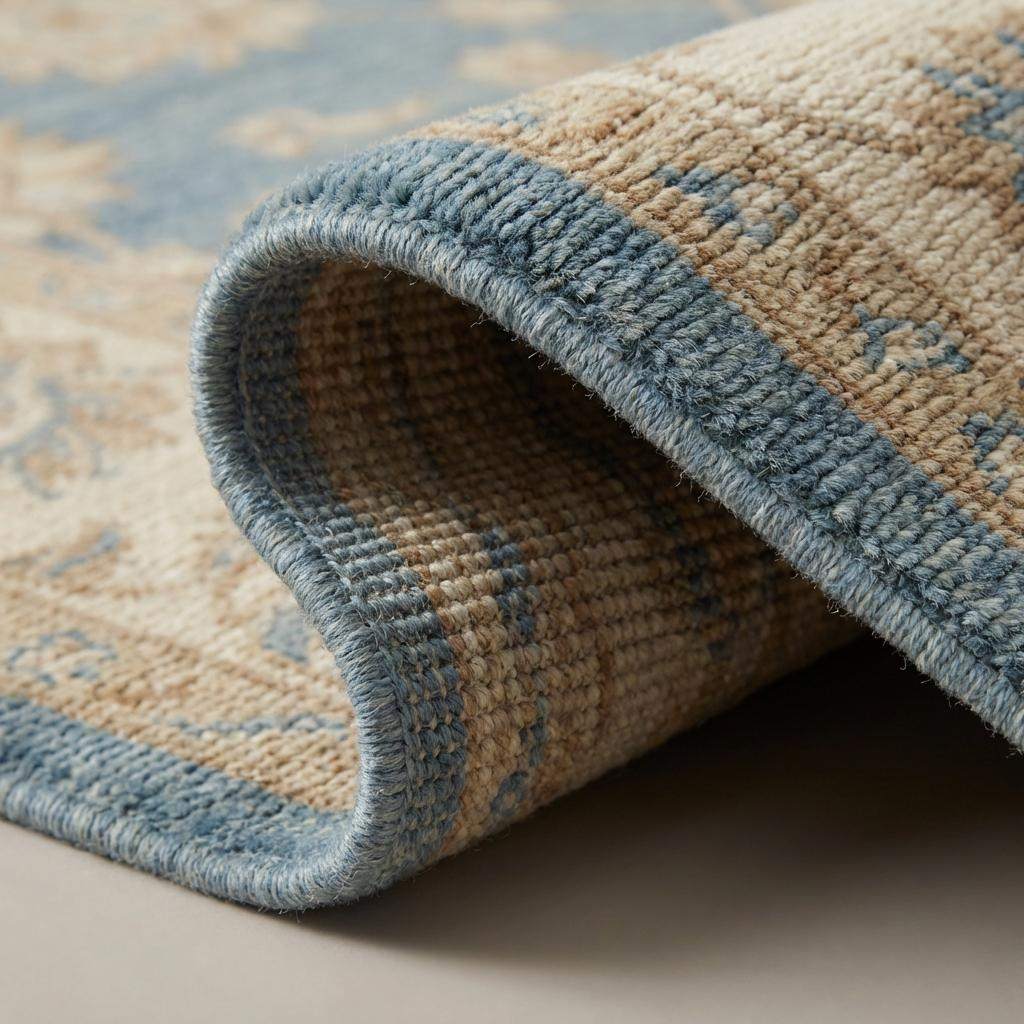 Oushak Style Hand Knotted Wool Area Rug Soft Blue Floral __etsy:7705546077