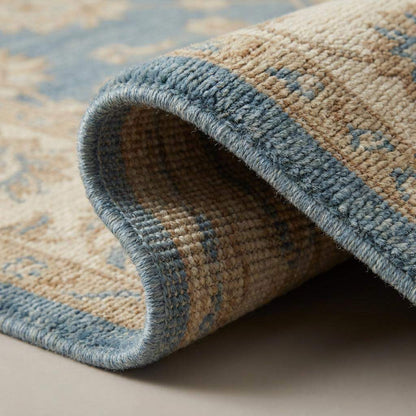 Oushak Style Hand Knotted Wool Area Rug Soft Blue Floral __etsy:7705546077