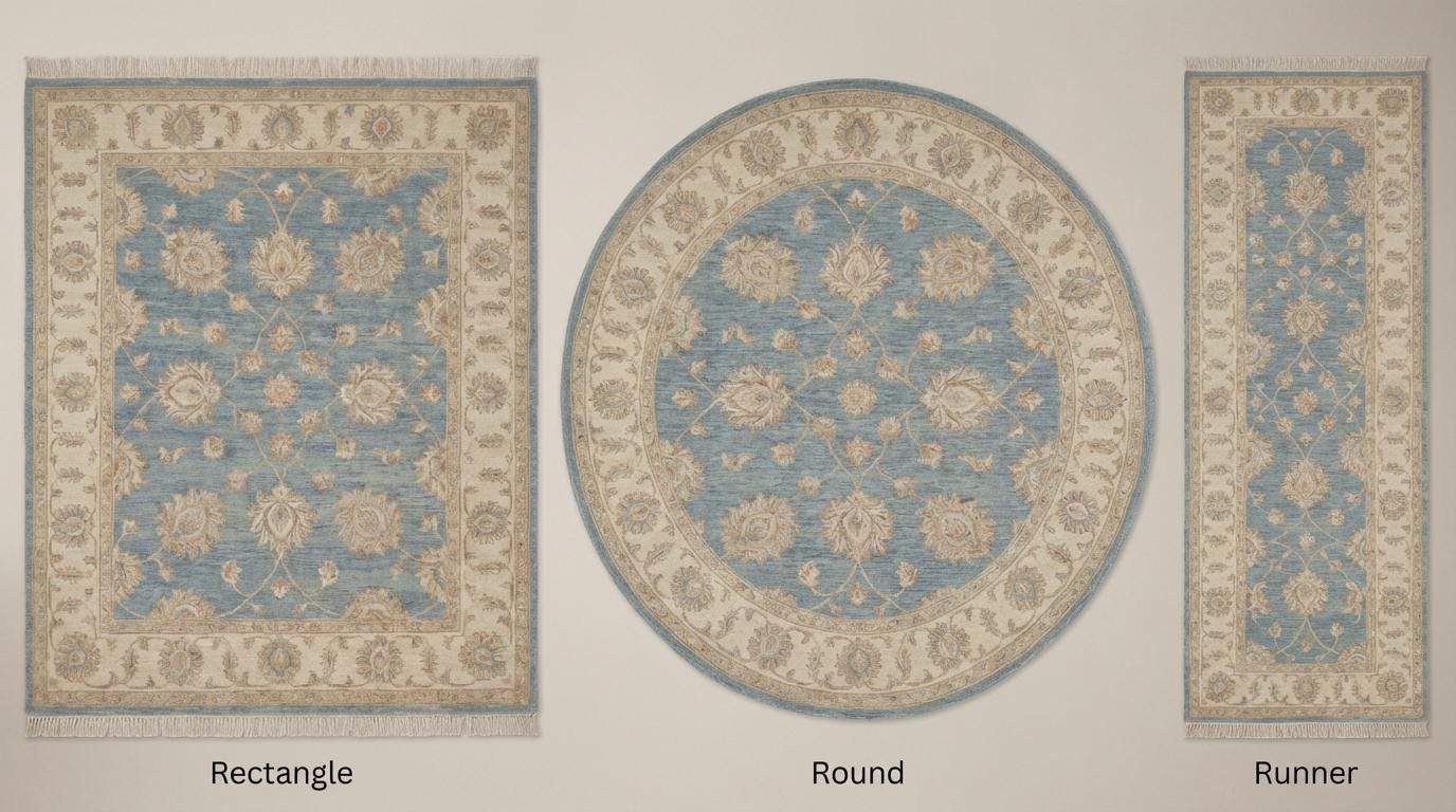 Oushak Style Hand Knotted Wool Area Rug Soft Blue Floral __etsy:7657593588