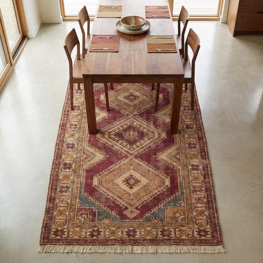 Oushak Style Hand Knotted Wool Area Rug with Geometric Medallions