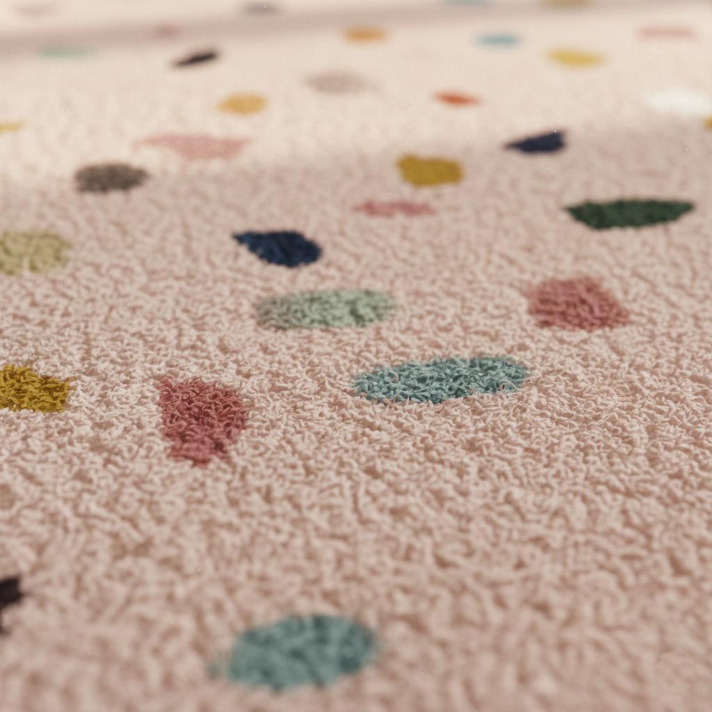 Pastel Confetti Shag Area Rug – Soft Blush Base with Multi-Color Dots for Dining, Living Room & Kids Space Teppich