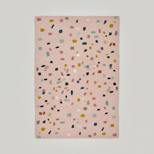 Pastel Confetti Shag Area Rug – Soft Blush Base with Multi-Color Dots for Dining, Living Room & Kids Space Teppich