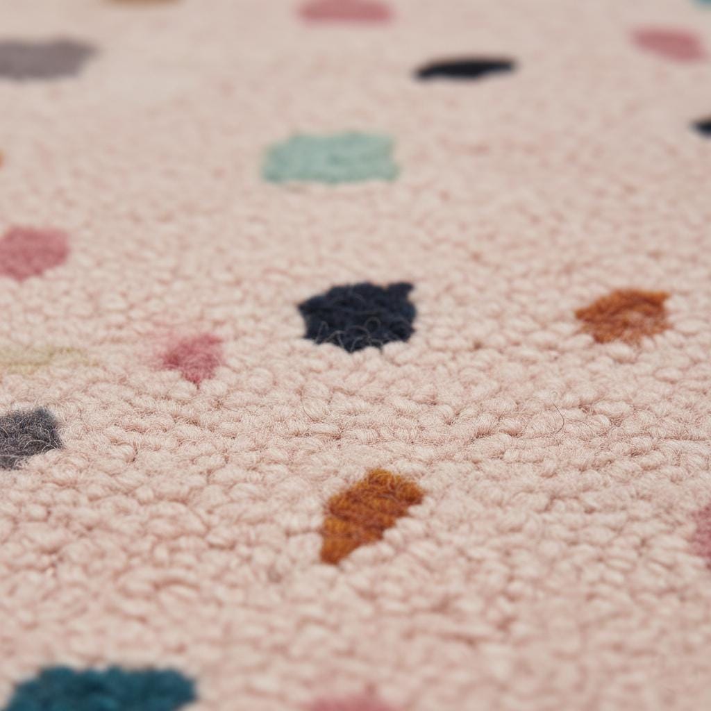 Pastel Confetti Shag Area Rug – Soft Blush Base with Multi-Color Dots for Dining, Living Room & Kids Space Teppich