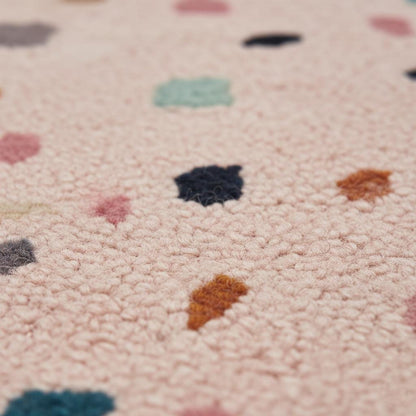 Pastel Confetti Shag Area Rug – Soft Blush Base with Multi-Color Dots for Dining, Living Room & Kids Space Teppich