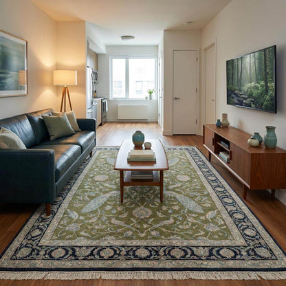 Rectangular Persian style wool area rug for living room décor