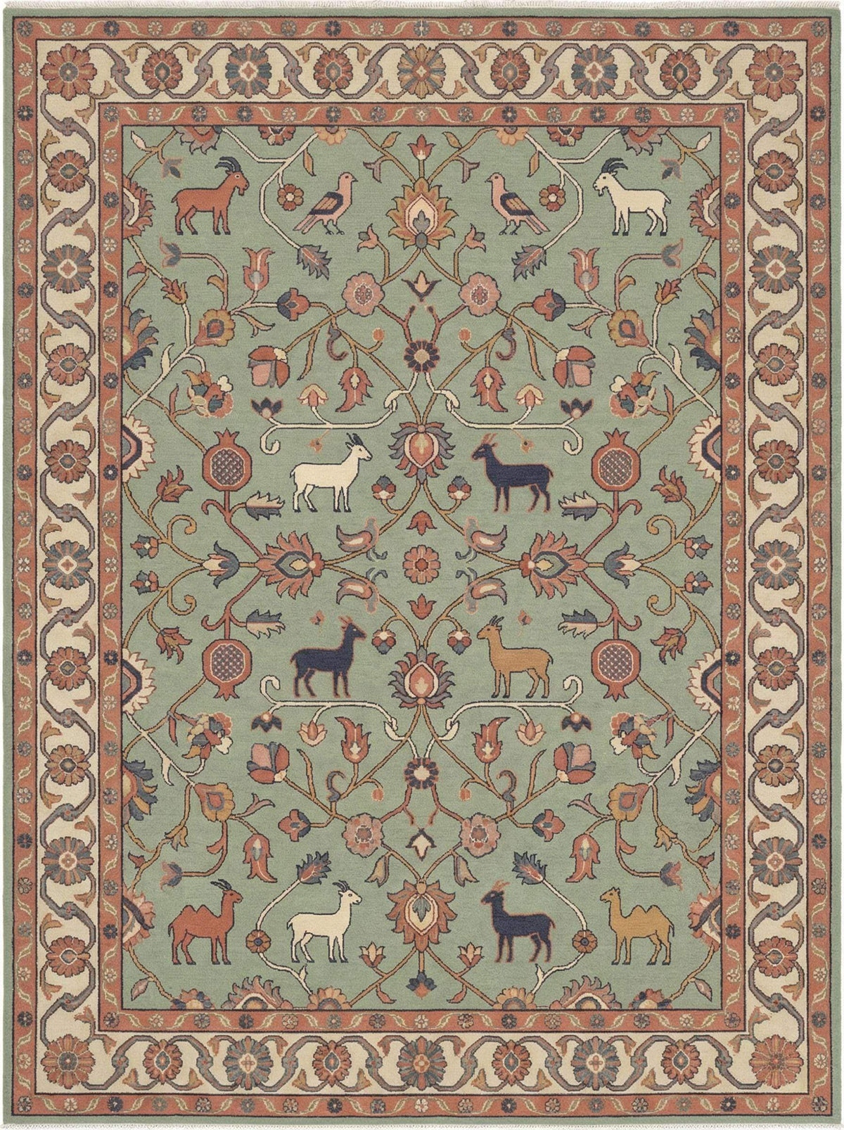 Persian Folk Art hand-knotted wool rug with traditional floral and bird motifs