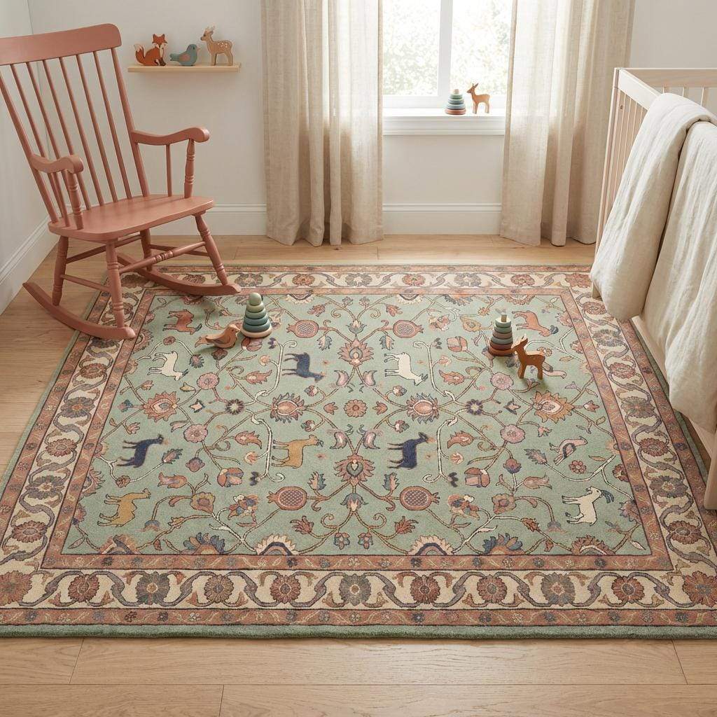 Artisan hand knotting process visible in detailed woven wool pile, traditional loom made rug craftsmanship