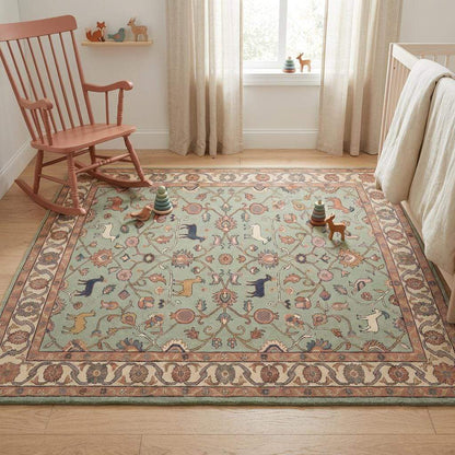 Artisan hand knotting process visible in detailed woven wool pile, traditional loom made rug craftsmanship
