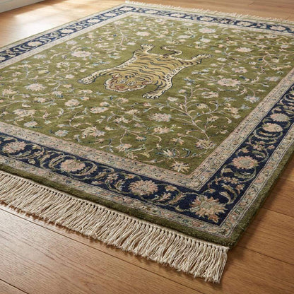 Persian Tiger Floral Hand Knotted Wool Area Rug