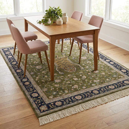 Persian Tiger Floral Hand Knotted Wool Area Rug