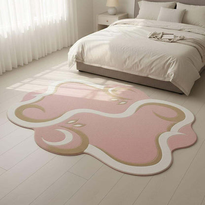 Pink Abstract Area Rug, Modern Organic Shape Rug, Soft Pastel Handmade Carpet, Minimalist Outdoor Indoor Rug