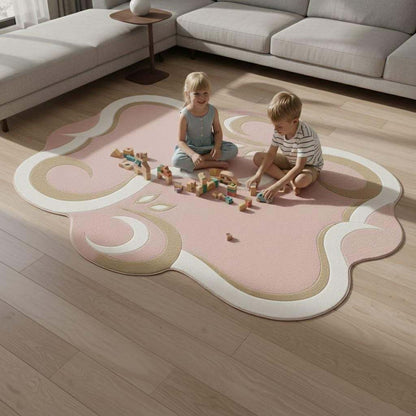 Pink Abstract Area Rug, Modern Organic Shape Rug, Soft Pastel Handmade Carpet, Minimalist Outdoor Indoor Rug