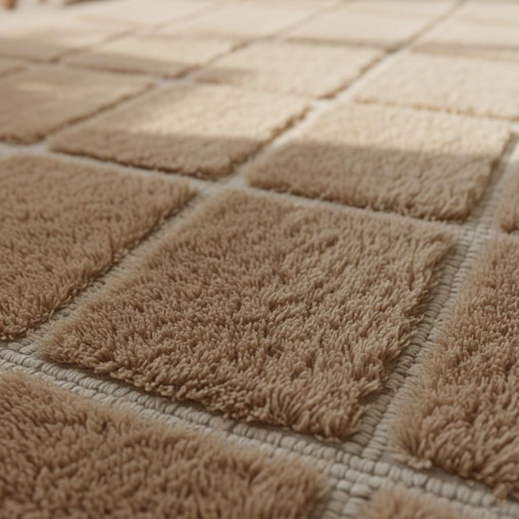 Plush Moroccan Shag Rug – Beige Cream Checkered Area Rug