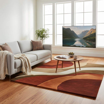 Retro 70s Geometric Wave Rug: Mid-Century Modern Accent Rug
