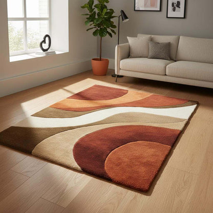 Retro 70s Geometric Wave Rug: Mid-Century Modern Accent Rug