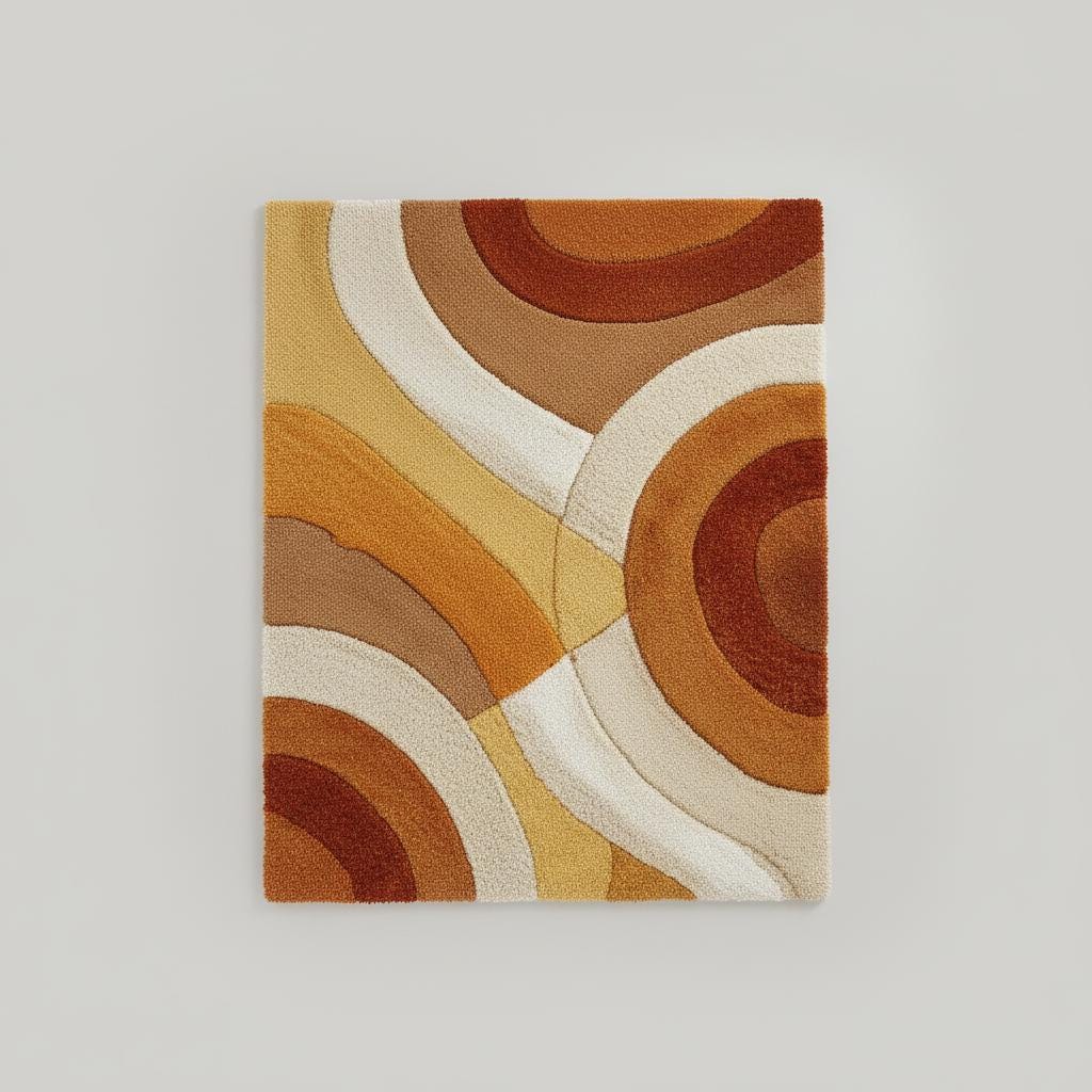 Retro Tufted Area Rug | Mid Century Modern Abstract Carpet | Warm Boho Accent Rug for Living Room | Handmade Soft Textured Rug | MCM Rug