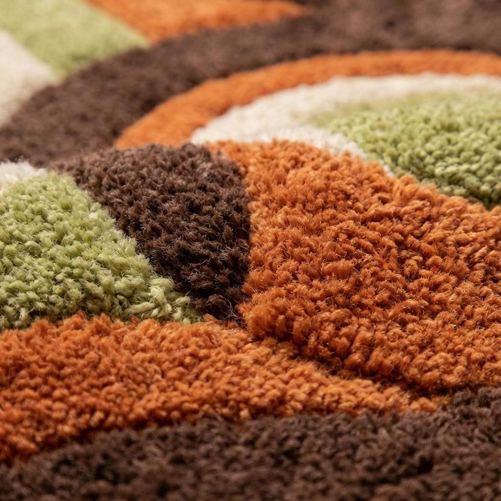 Retro Geometric Tufted Rug Orange Green Circle Carpet Mid Century Modern Area Rug __etsy:7902745123