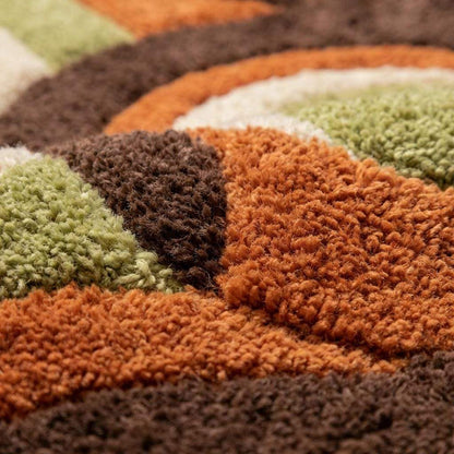 Retro Geometric Tufted Rug Orange Green Circle Carpet Mid Century Modern Area Rug __etsy:7902745123